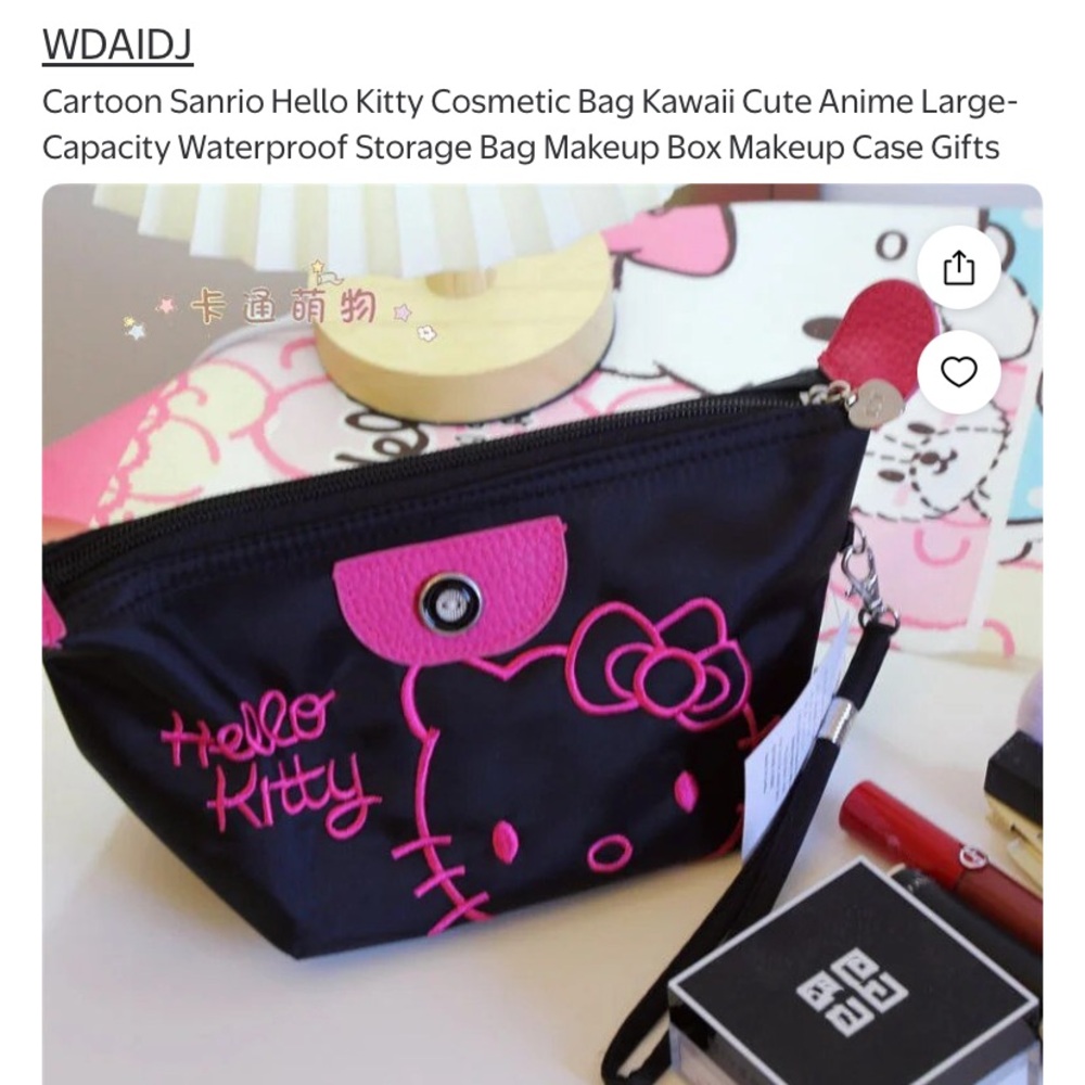 Sanrio Pink or Black Hello Kitty Cosmetic Bags choose 1- brand new - Picture 6 of 10